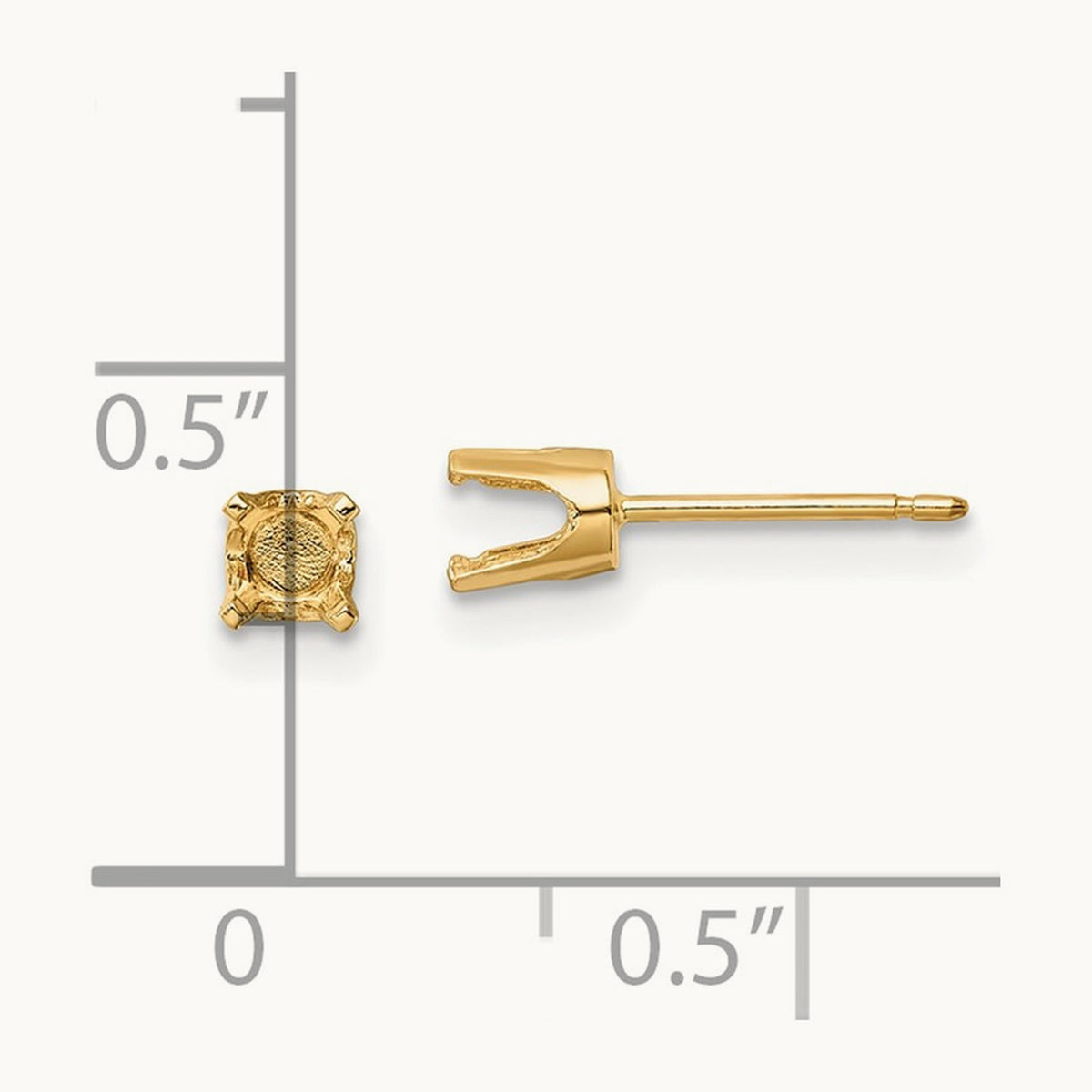 Setting: Round Stud Earring Mounting with backs — 14K Yellow Gold