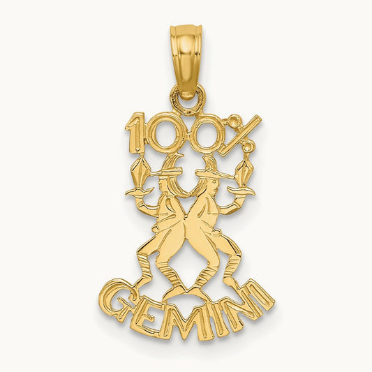 100% GEMINI Zodiac Charm — 14K Yellow Gold
