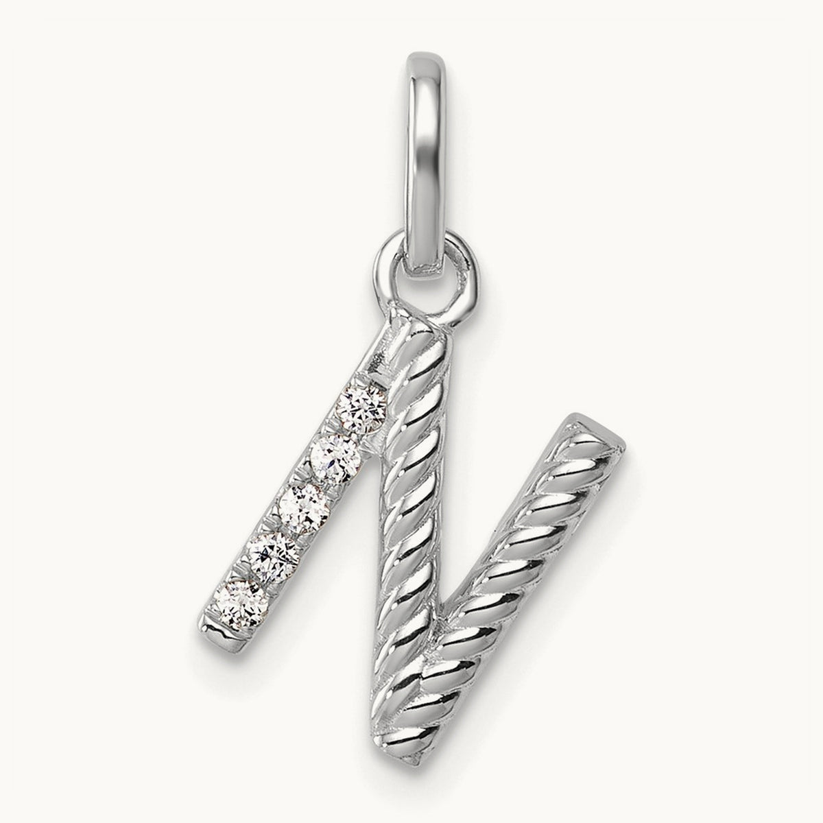 Twisted Diamond Charm — 14K White Gold, N