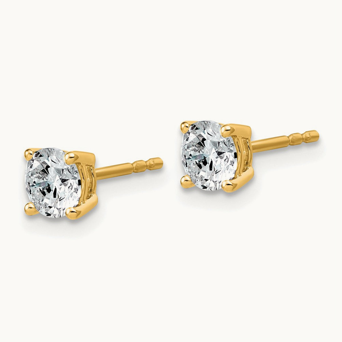 Round Lightweight Earrings, 0.25-6.00 ct tw Lab-Grown Diamond — 1 ct, 14K Yellow Gold