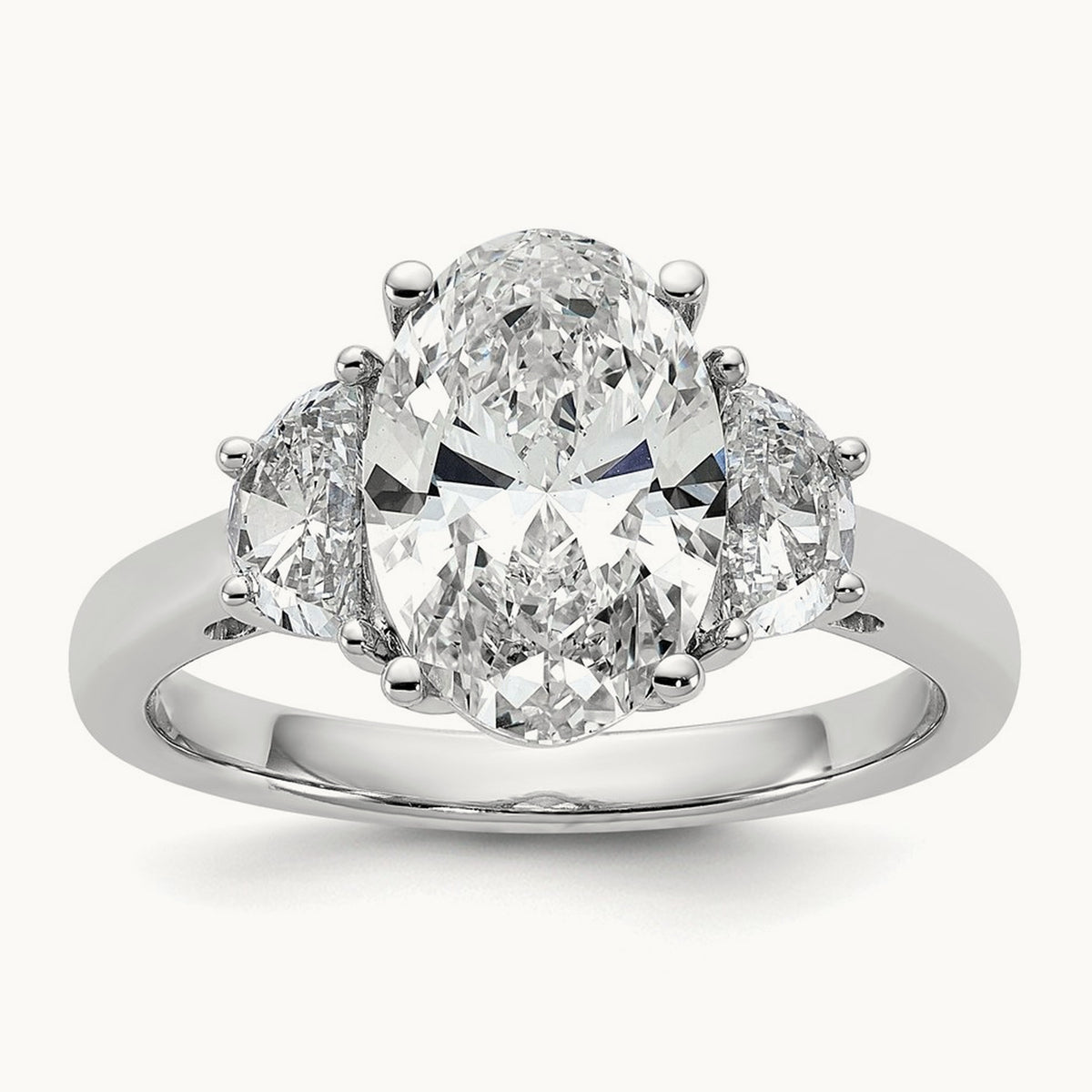 Half Moon and Oval Semi-Mount Engagement Ring, 0.50-1.00 ct tw Lab-Grown Diamond — 5/8 ct, 14K White Gold