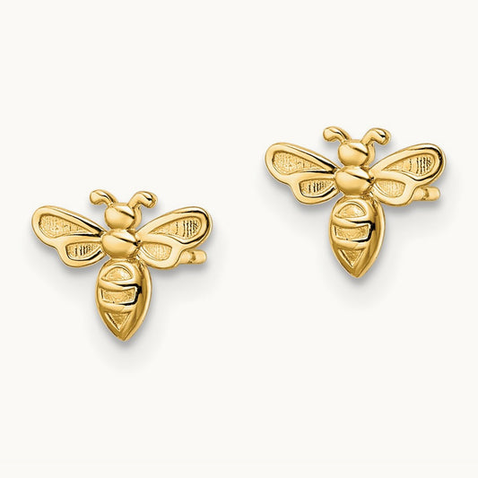 Bumble Bee Post Earrings, 14K