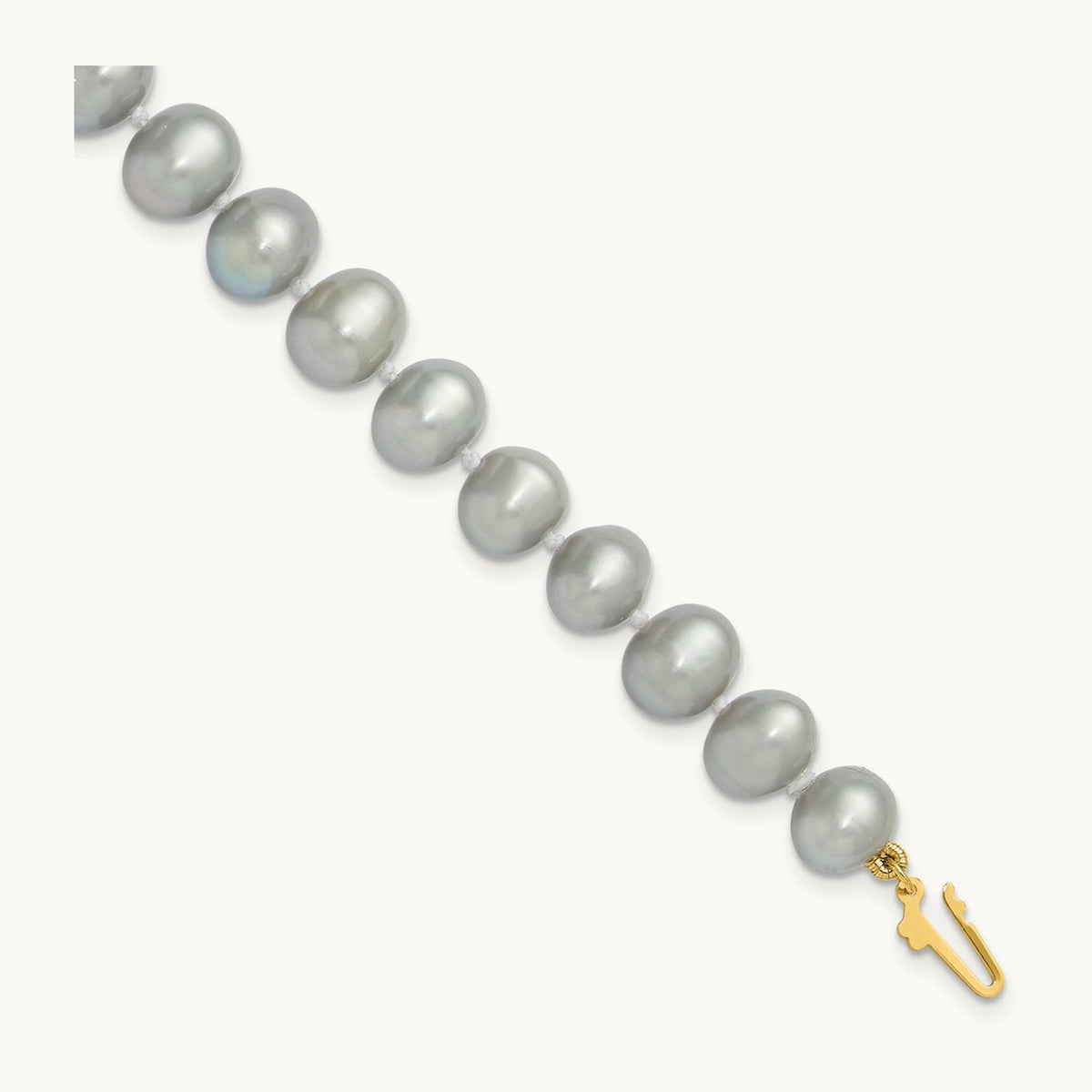 7- Near Round Grey Freshwater Cultured Pearl Bracelet, 8mm, 14K