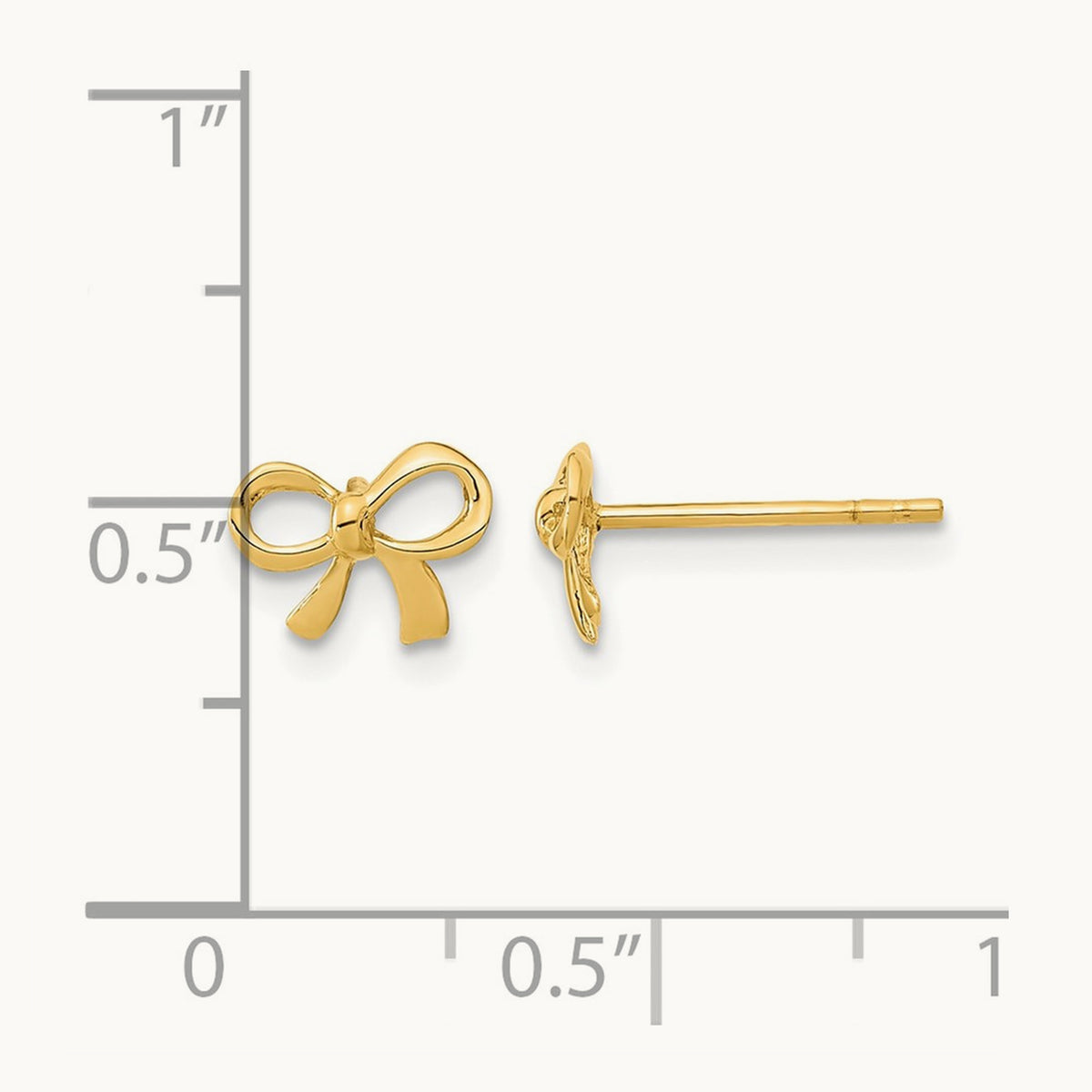 Polished Bow Post Earrings, 14K Gold