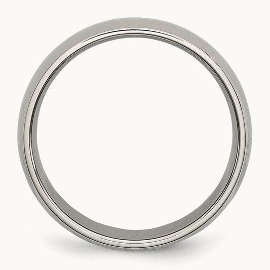 Polished Half Round Band, 6mm, Titanium