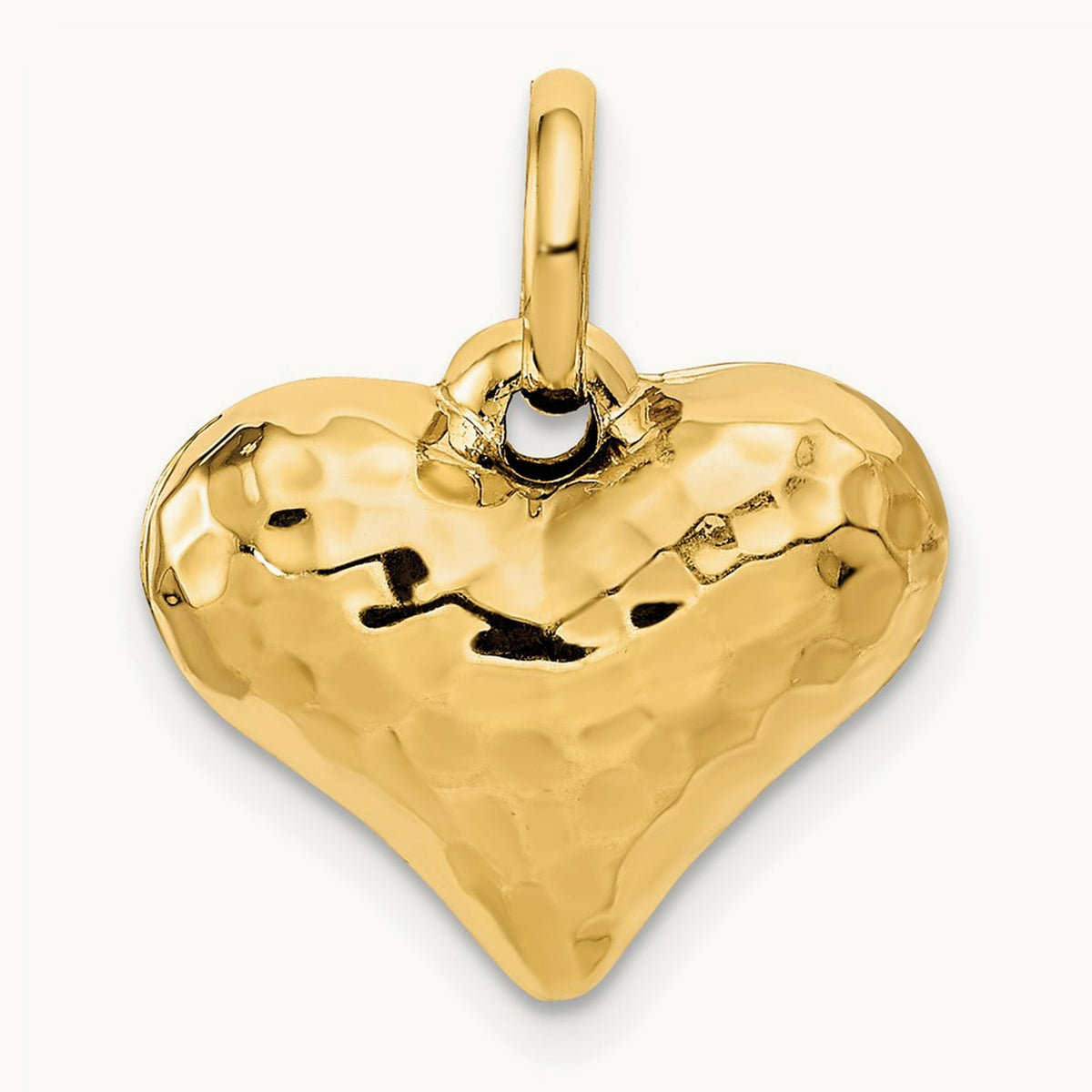 Polished and Hammered 3-D Heart Pendant — 18mm