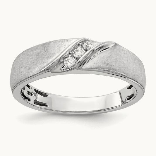 Satin Diamond Men's Ring, 14K White Gold