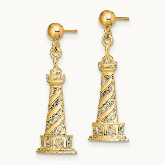 Cape Hatteras Lighthouse Earrings, 14K