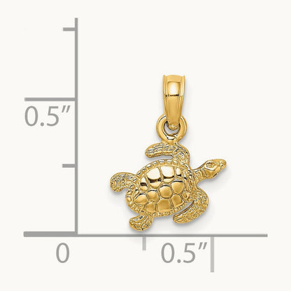 Textured Sea Turtle Charm, 14K