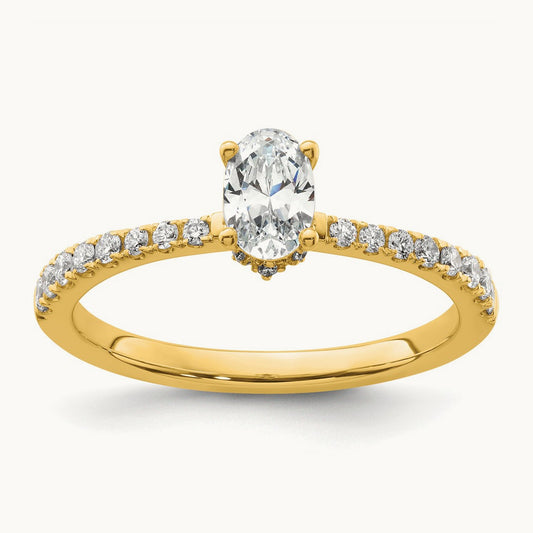 Oval Solitaire Engagement Ring, 0.75-3.25 ct tw Lab-Grown Diamond — 3/4 ct, VS/SI (Great), 14K Yellow Gold