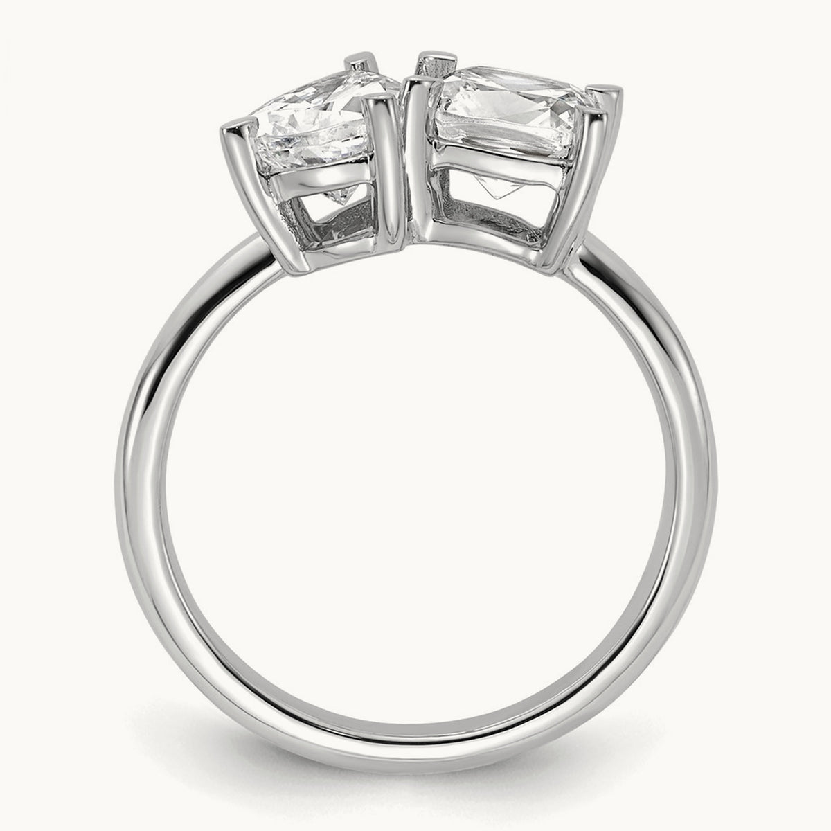 Cushion & Pear 2 Stone Engagement Ring, 2.00 ct tw Lab-Grown Diamond — 14K White Gold