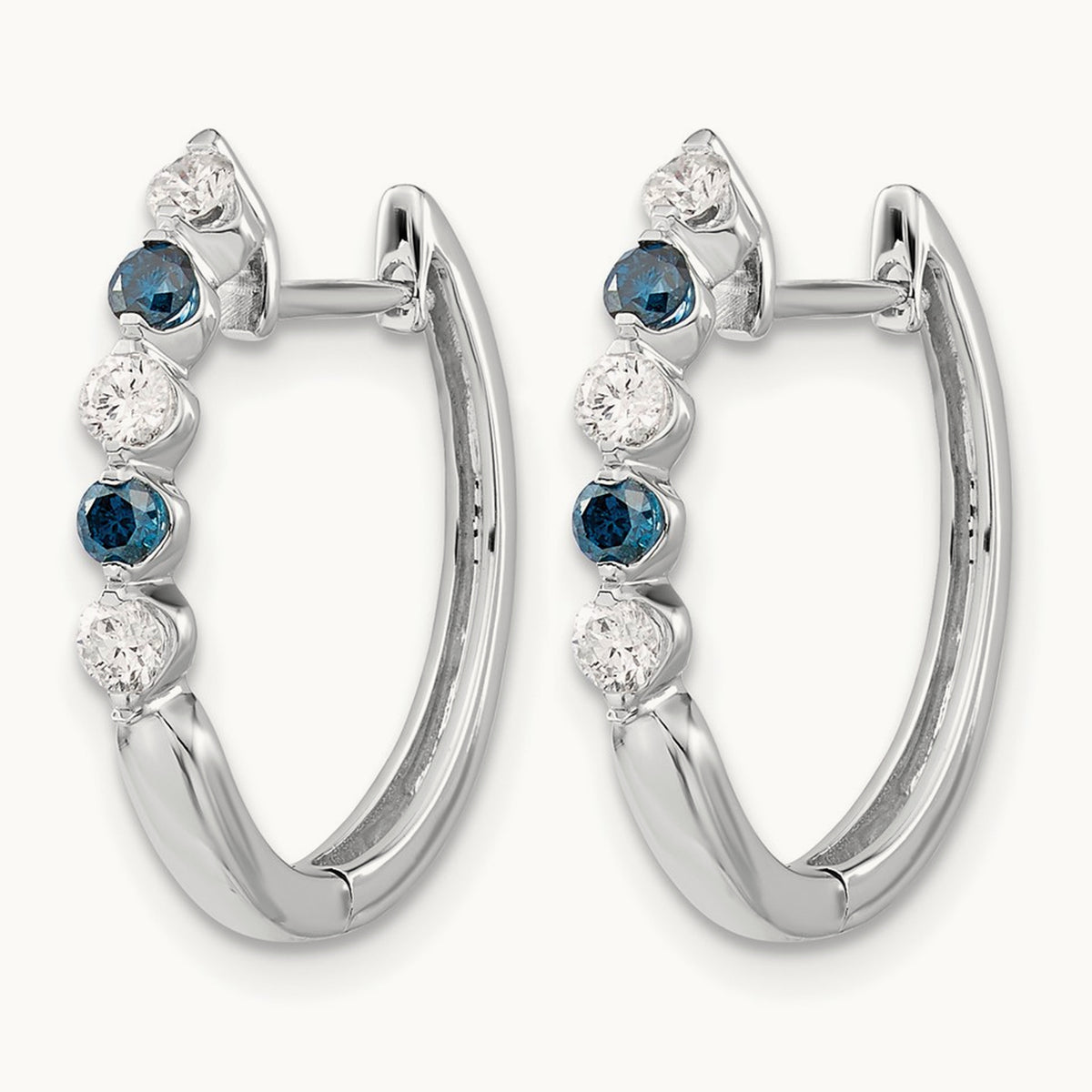 Blue/ Diamond Hinged Hoop Earrings — photo set