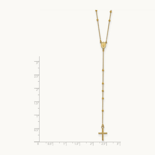 Polished Rosary 24 inch Necklace, 14K