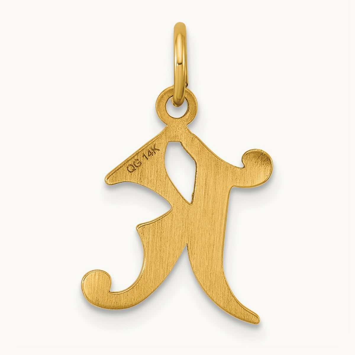Diamond-cut Initial Charm — 14K Yellow Gold, K