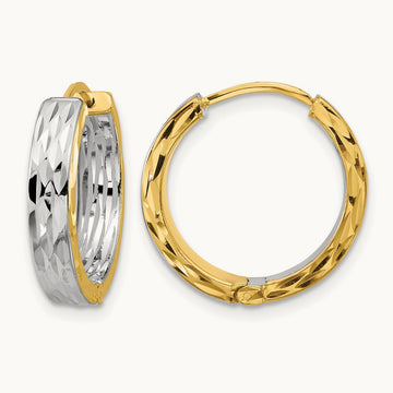 w/RH Polish/Dia-cut Square Tube Hinged Hoop Earrings, 14K — Leslie's