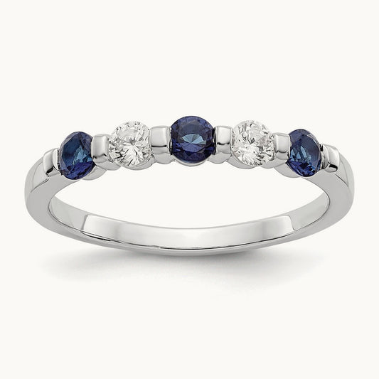 Diamond w/Sapphire Band, 14K White Gold