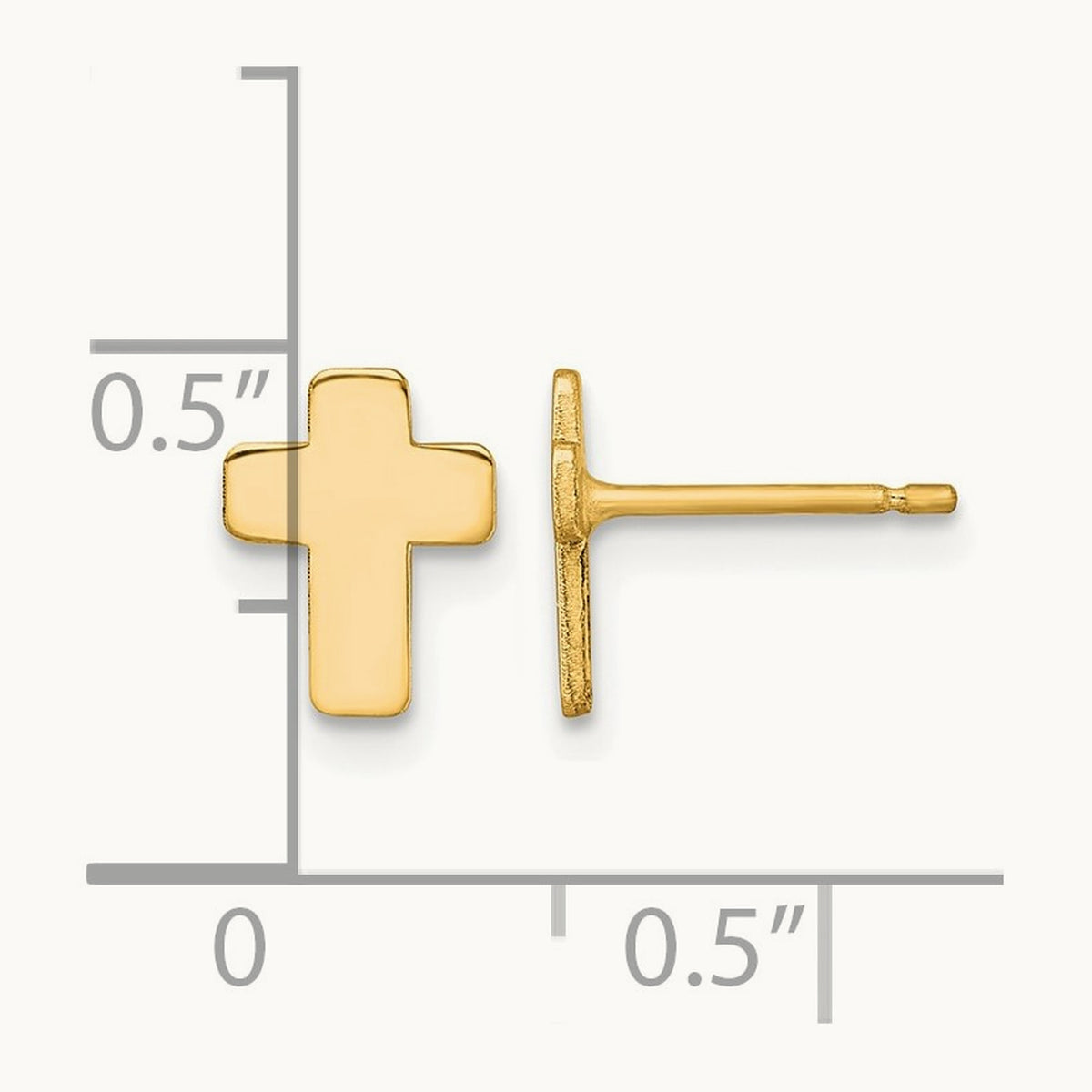Polished Cross Post Earrings — 14K Yellow Gold