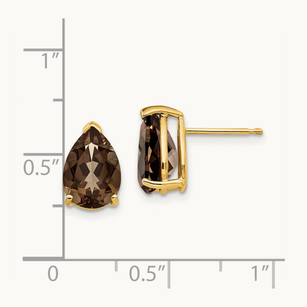 10x7 Pear Smoky Quartz Earrings — 14K Yellow Gold
