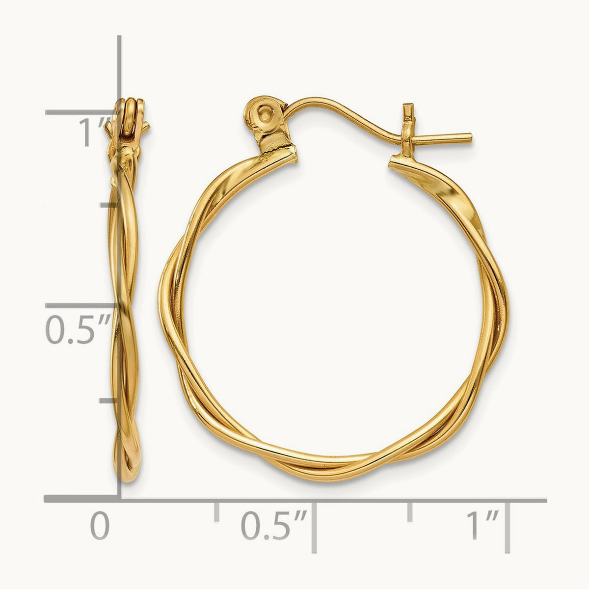 Polished Twisted Circle Hoop Earrings, 14K
