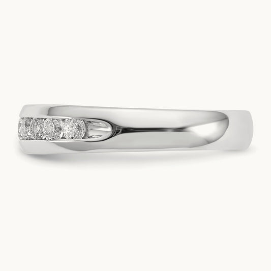 11-Stone Diamond Channel Band, 14K White Gold