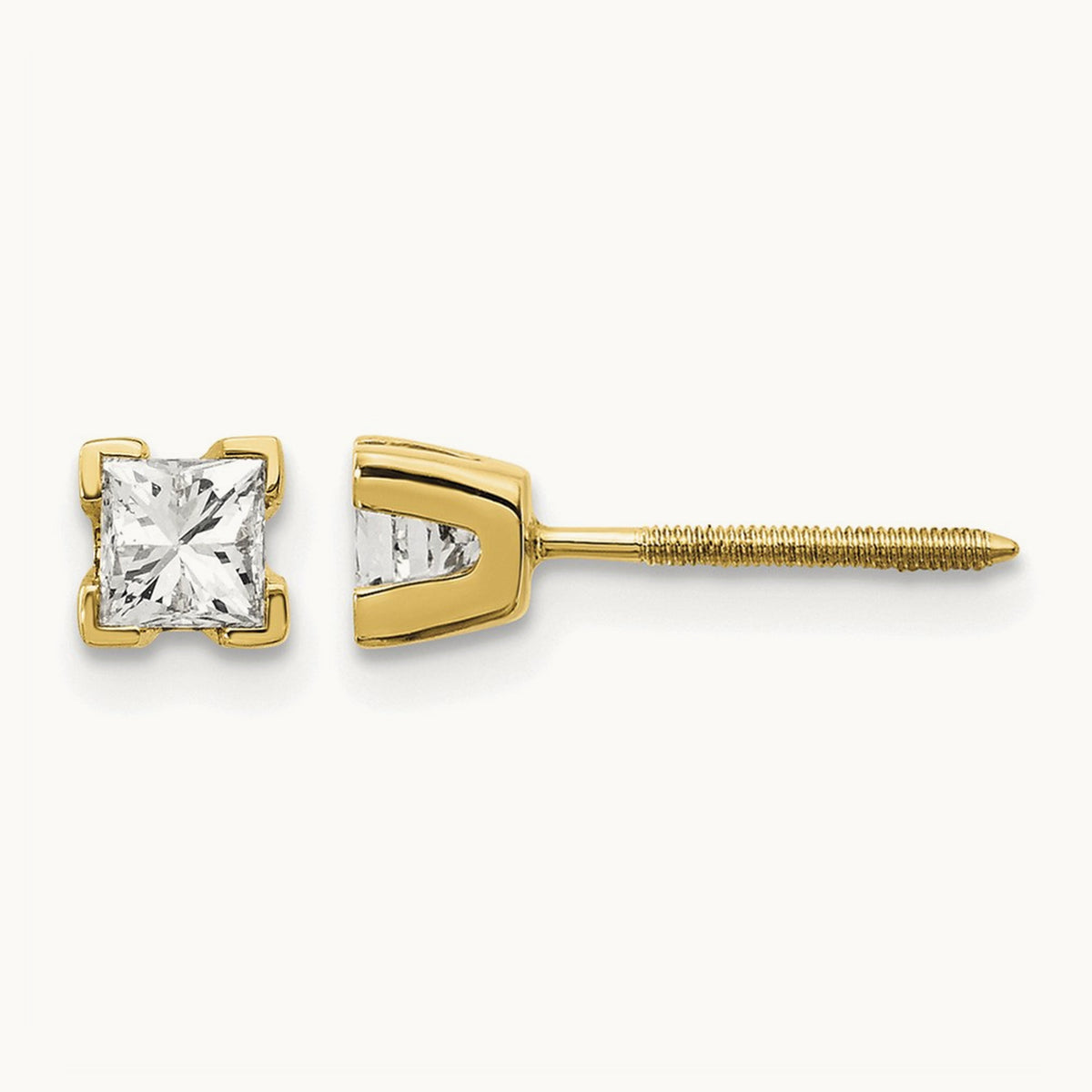 AAA Quality Complete Princess-cut Diamond Earrings, 14K