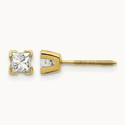 AAA Quality Complete Princess-cut Diamond Earrings, 14K