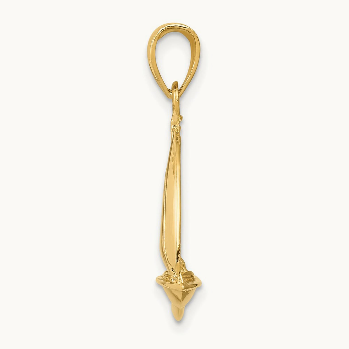 Polished Open-Backed Sailboat Pendant, 14K