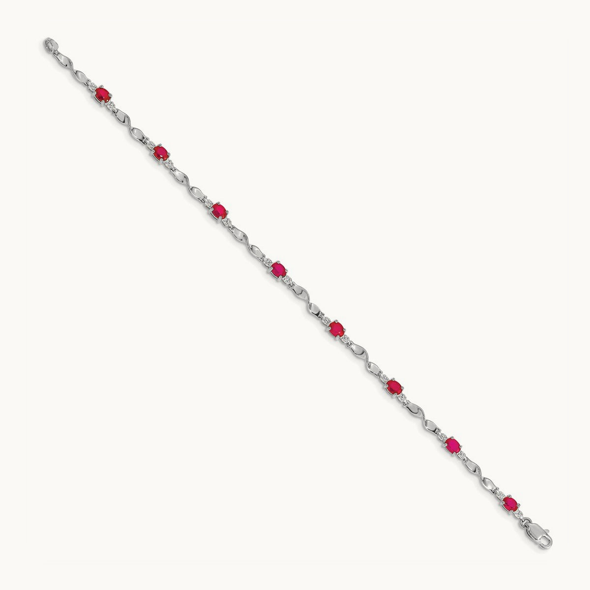 Diamond and Ruby Bracelet, 14K White Gold