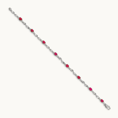 Diamond and Ruby Bracelet, 14K White Gold