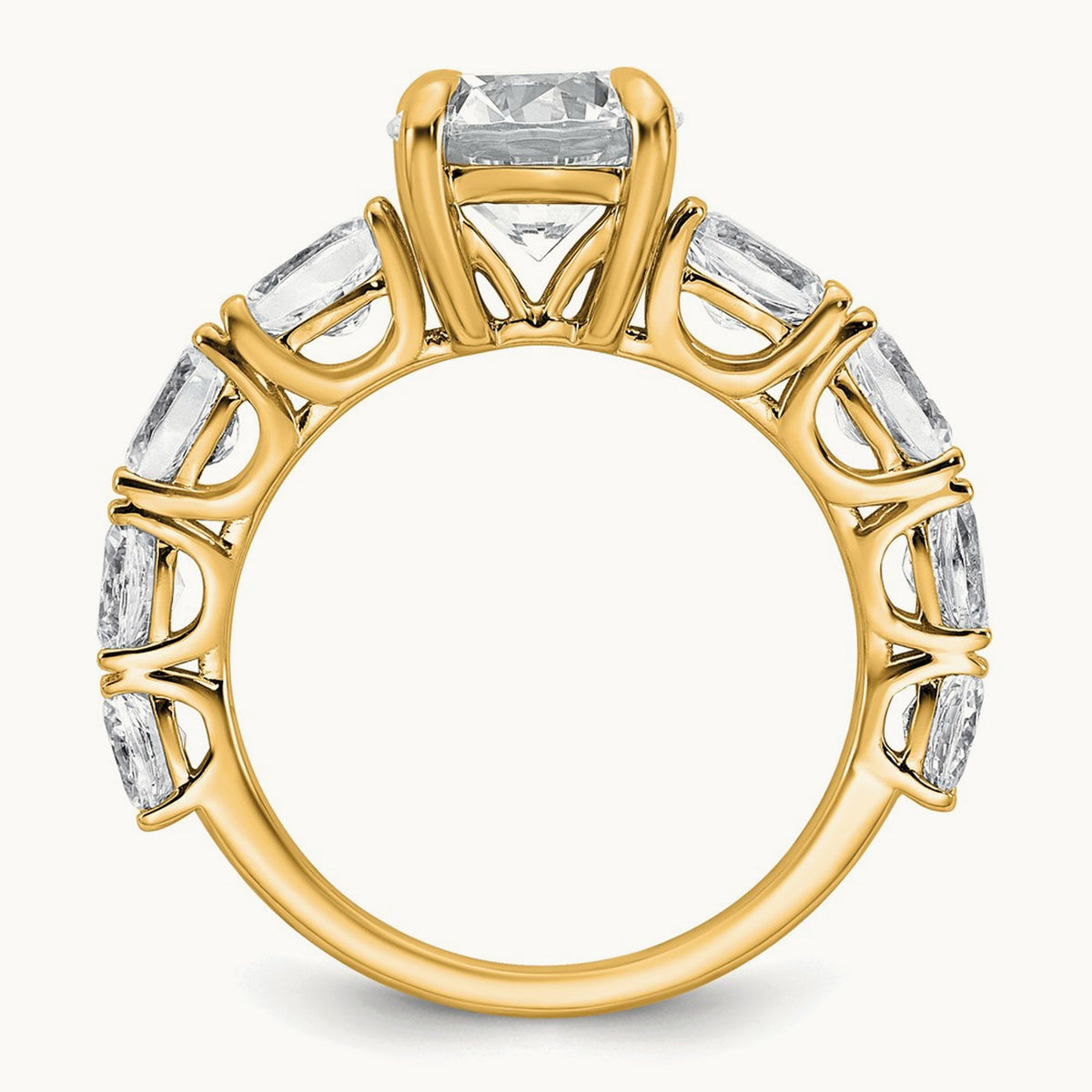 3 3/4 Round Engagement Ring, 3.75 ct tw Lab-Grown Diamond — 14K Yellow Gold