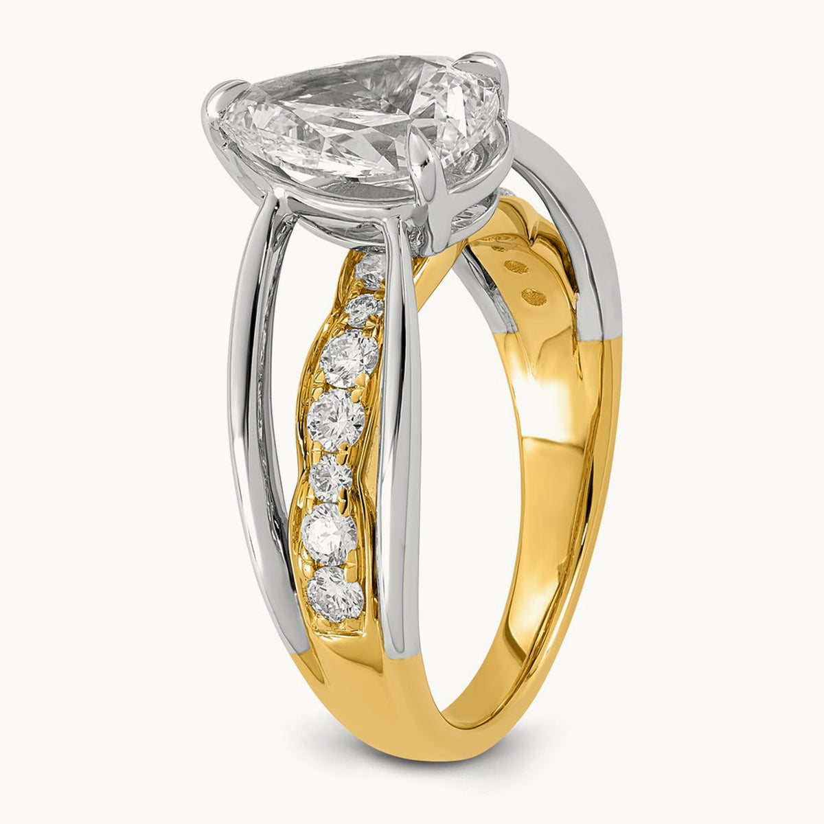 14ktt Certified Pear Center Lab Grown Diamond VS+ F+ Ring — 2.52 ct tw