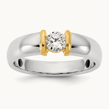 .5ct Mens Wedding Band, 14K Two-tone