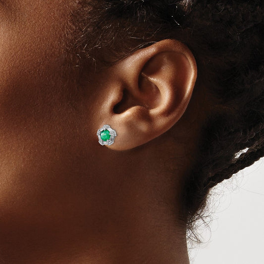 Emerald and Diamond Post Earrings — photo set