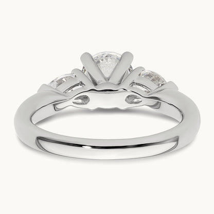3-Stone Diamond Peg Set Semi-mount Engagement Ring, 14K White Gold