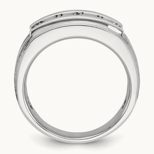 IBGoodman Men's Polished & Brushed 5-Stone Diamond Ring, 14K White Gold