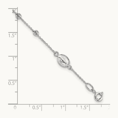 D/C Cross and Miraculous Medal .75in ext. Bracelet, 14K White Gold