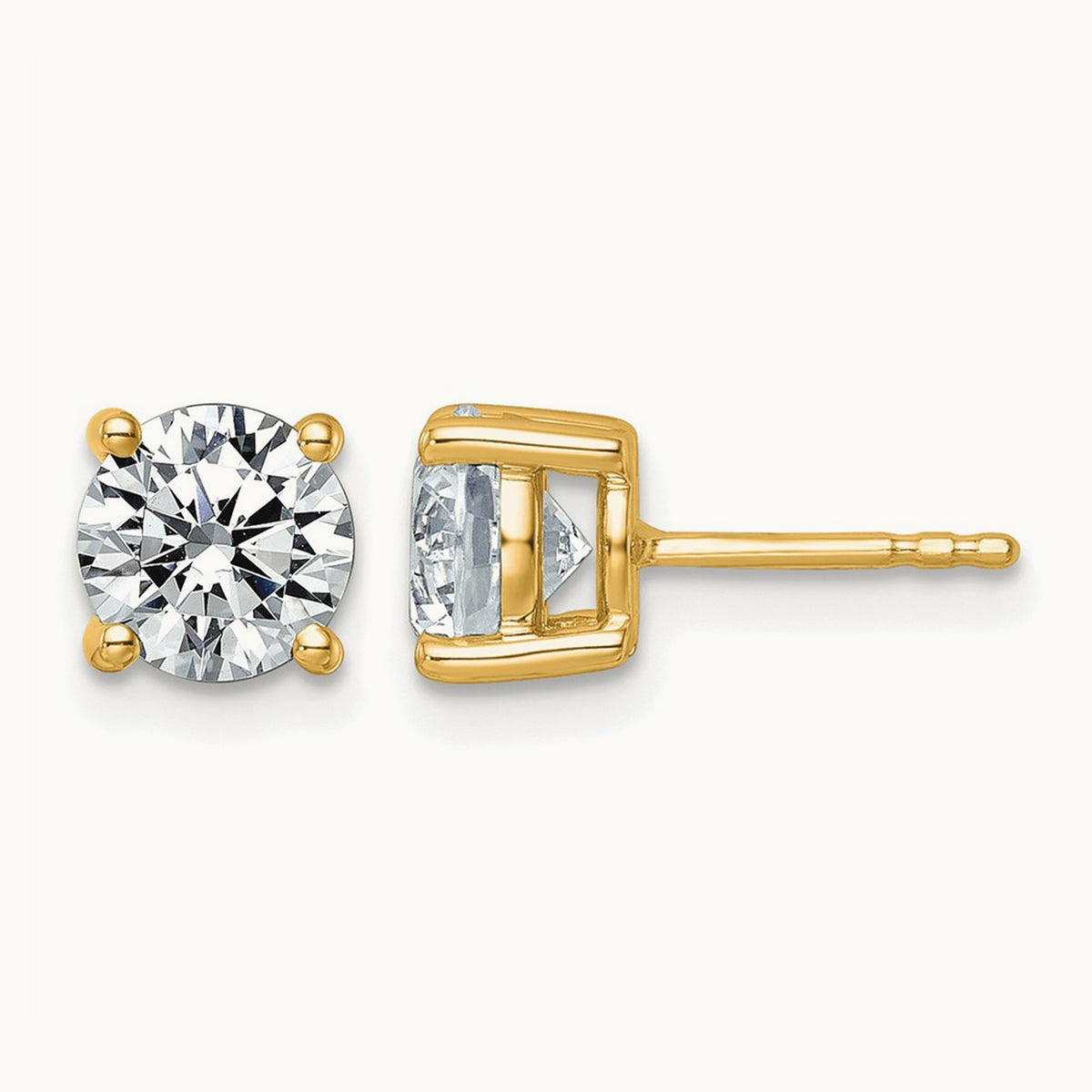 Round Lightweight Earrings, 0.25-6.00 ct tw Lab-Grown Diamond — 2 1/2 ct, 10K Yellow Gold