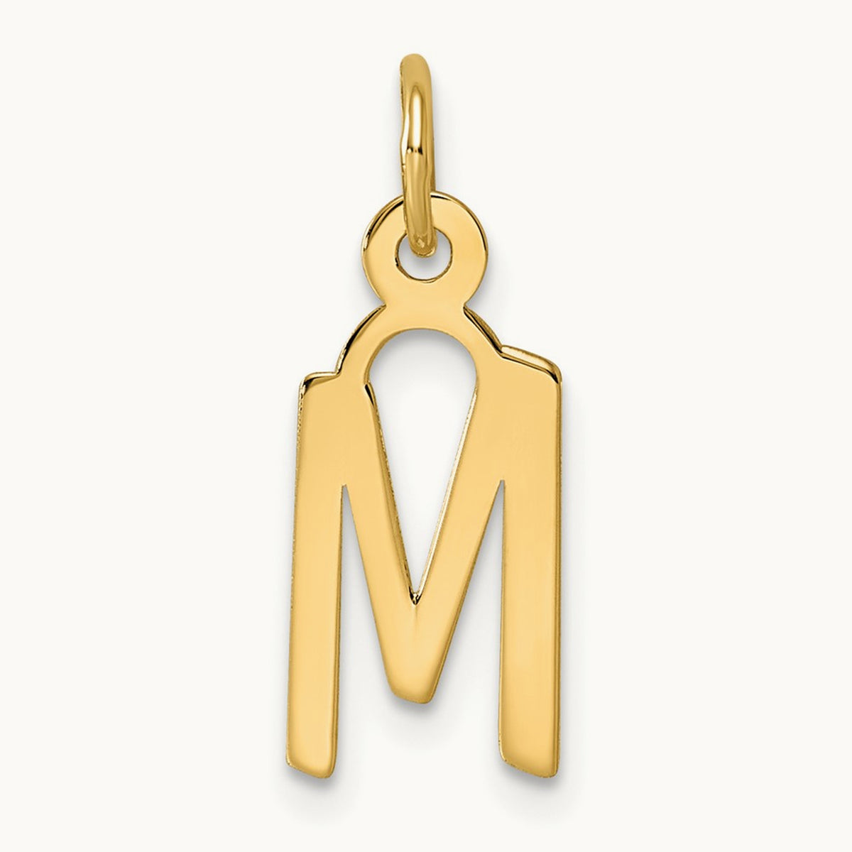 Slanted Block Initial Charm — 14K Yellow Gold, M