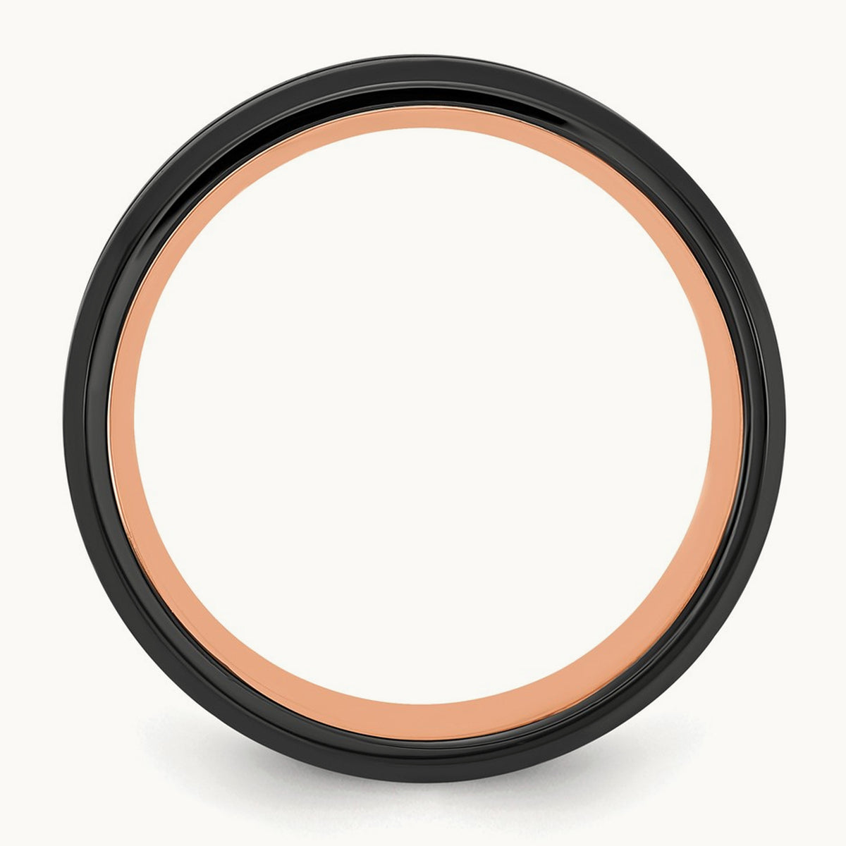 Brushed & Polished Black/Rose IP-plated Band, 8mm, Stainless Steel