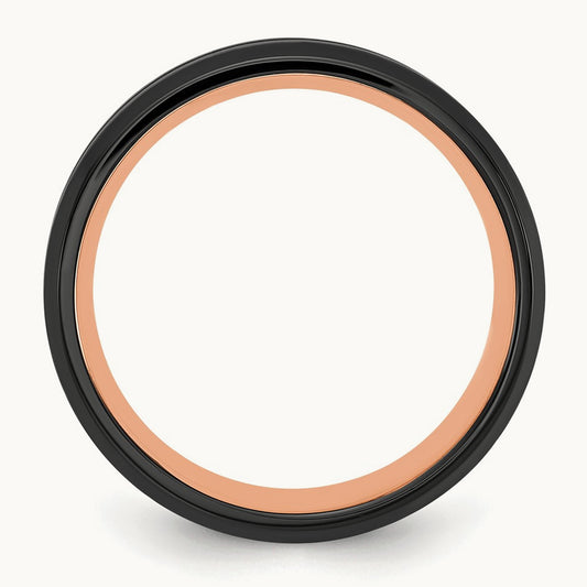 Brushed & Polished Black/Rose IP-plated Band, 8mm, Stainless Steel