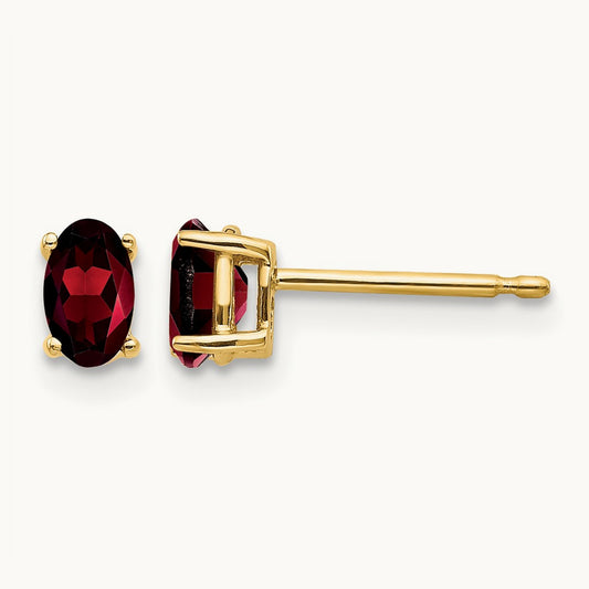5x3mm Oval Garnet Earrings, 14K