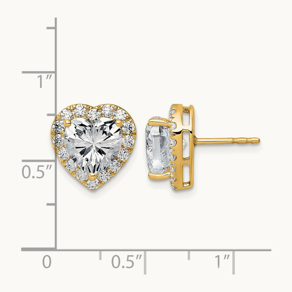 Heart Halo Post Earrings, 0.50-7.25 ct tw Lab-Grown Diamond — 4 7/8 ct, VS (Best), 14K Yellow Gold