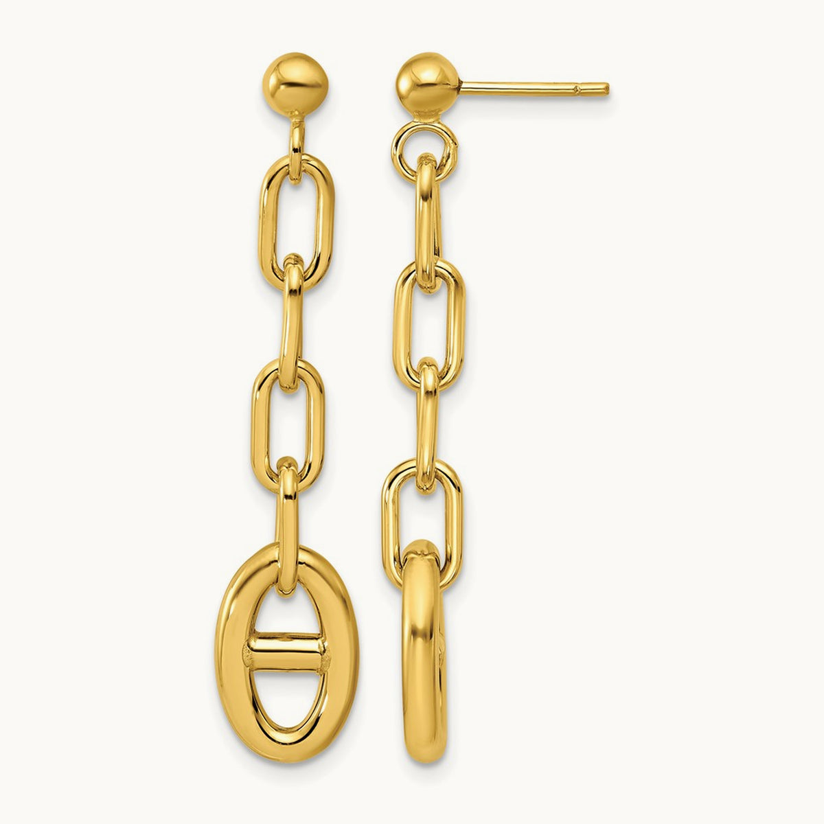 Polished Anchor Link Post Dangle Earrings, 14K — Leslie's