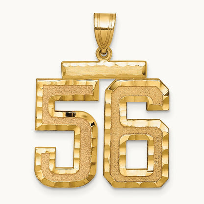 Large Brushed Diamond-cut Number 56 Charm, 14K