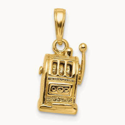 3-D Moveable Slot Machine Pendant, 14K