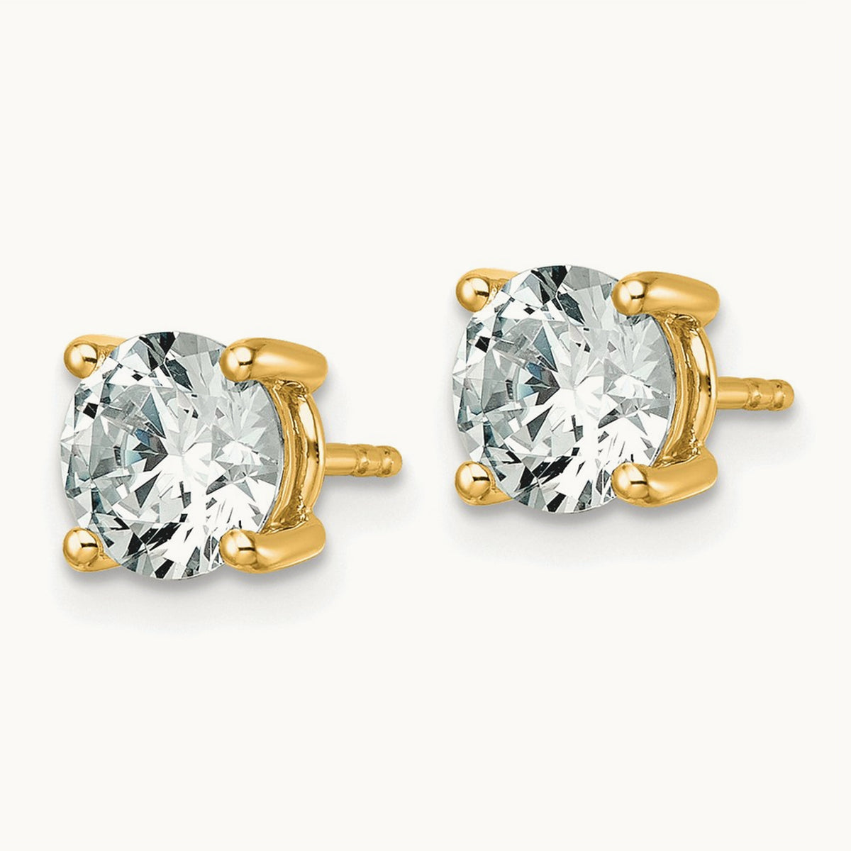 Round Lightweight Earrings, 0.25-6.00 ct tw Lab-Grown Diamond — 2 1/2 ct, 10K Yellow Gold