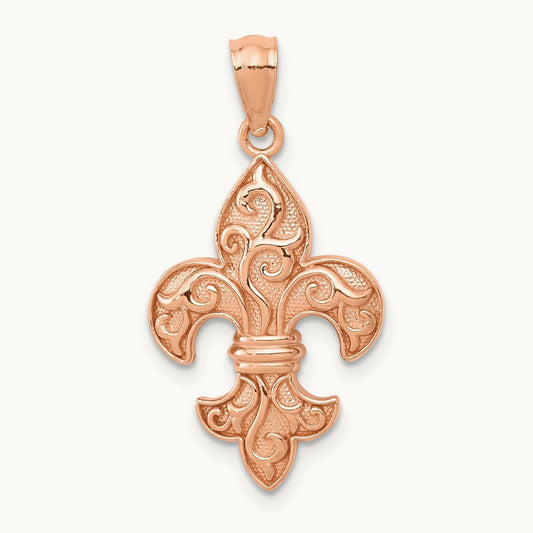 Fleur de lis Pendant, 14K Rose Gold