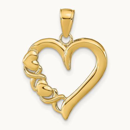 Polished Heart and -X- Pendant — 14K Yellow Gold