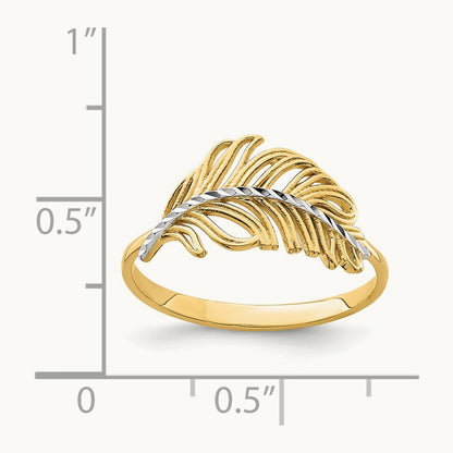 Feather Ring, 14K with White Rhodium