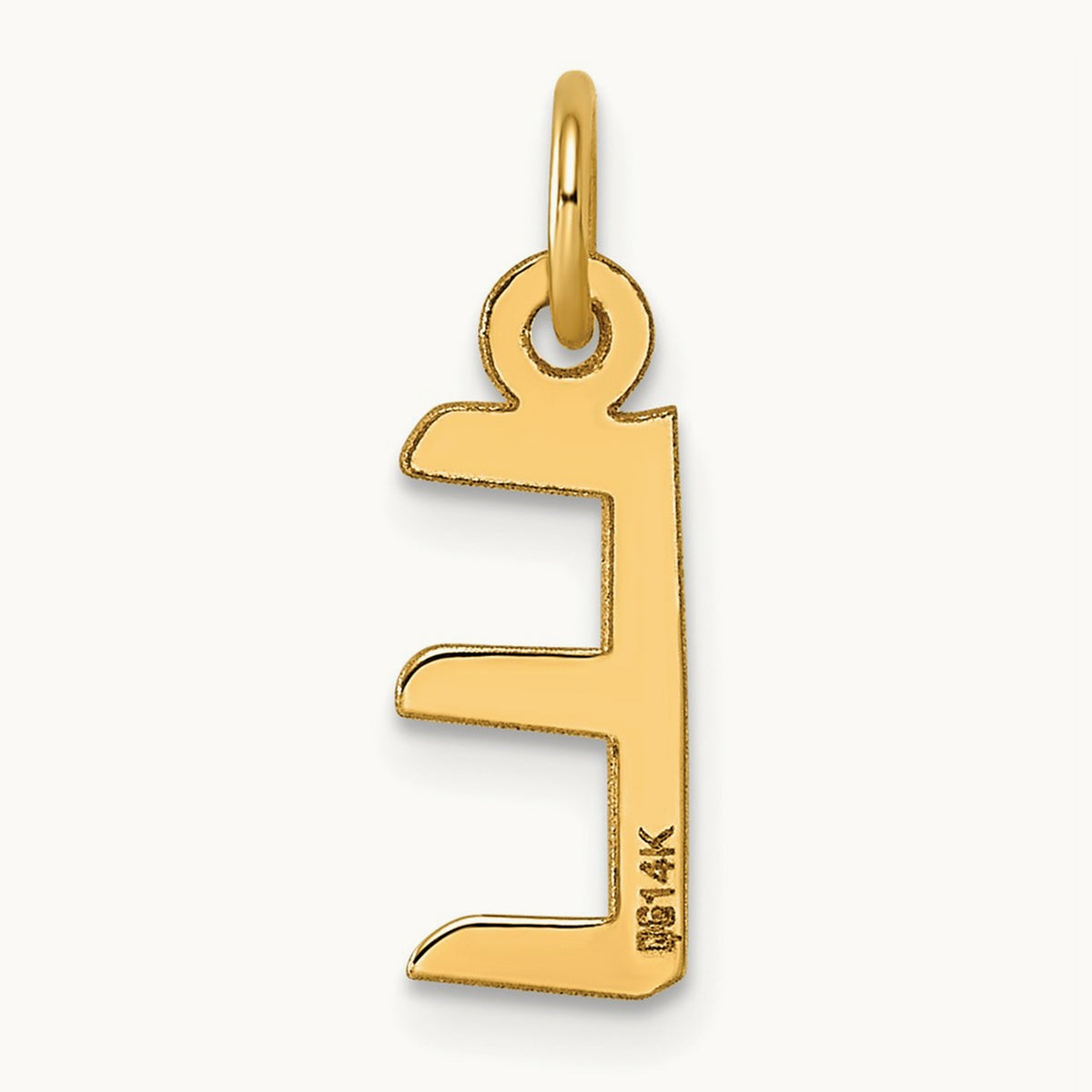 Slanted Block Initial Charm — 14K Yellow Gold, E
